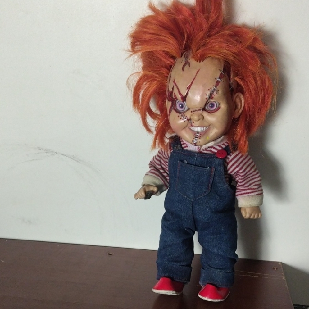 Orange-Haired Doll in Denim Overalls